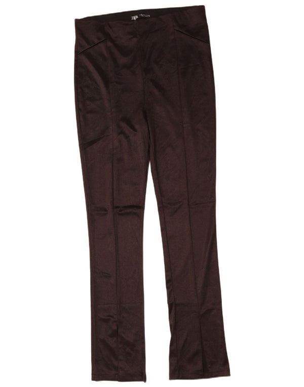 Zara Femmes Flare Leggings UK 18 XL Marron Polyester