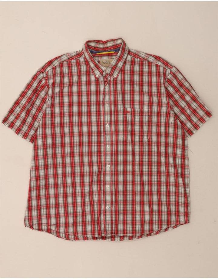Camel Active Chemise à manches courtes pour homme 2XL Rouge à carreaux en coton
