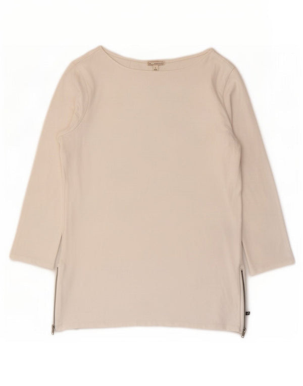 Gap Haut Femme Manches 3/4 UK 14 Grand Blanc Coton