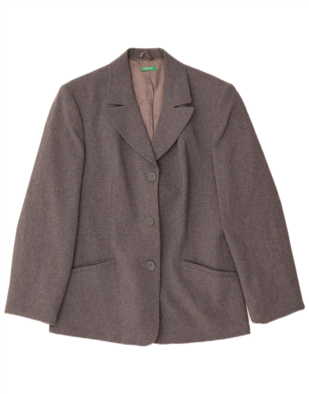 Benetton Veste Blazer 3 Boutons Femme IT 44 Gris Moyen Polyester