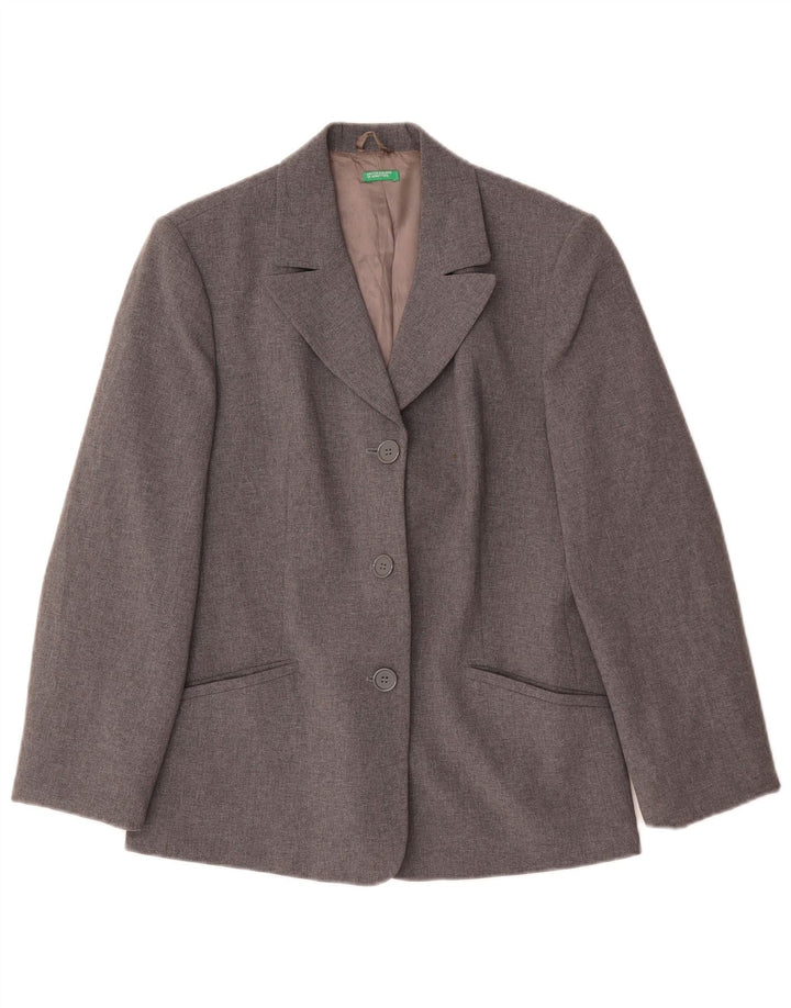 Benetton Veste Blazer 3 Boutons Femme IT 44 Gris Moyen Polyester