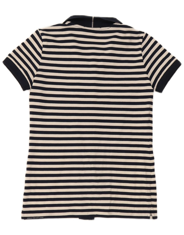 Max Mara Chemise Chemisier Femme UK 10 Petit Bleu Marine Rayé Nautique