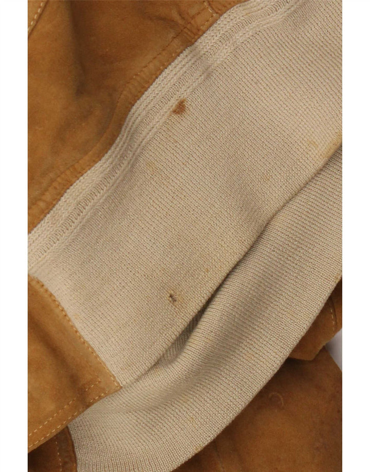 Veste Bomber En Daim Vintage Homme IT 52 XL Cuir Beige