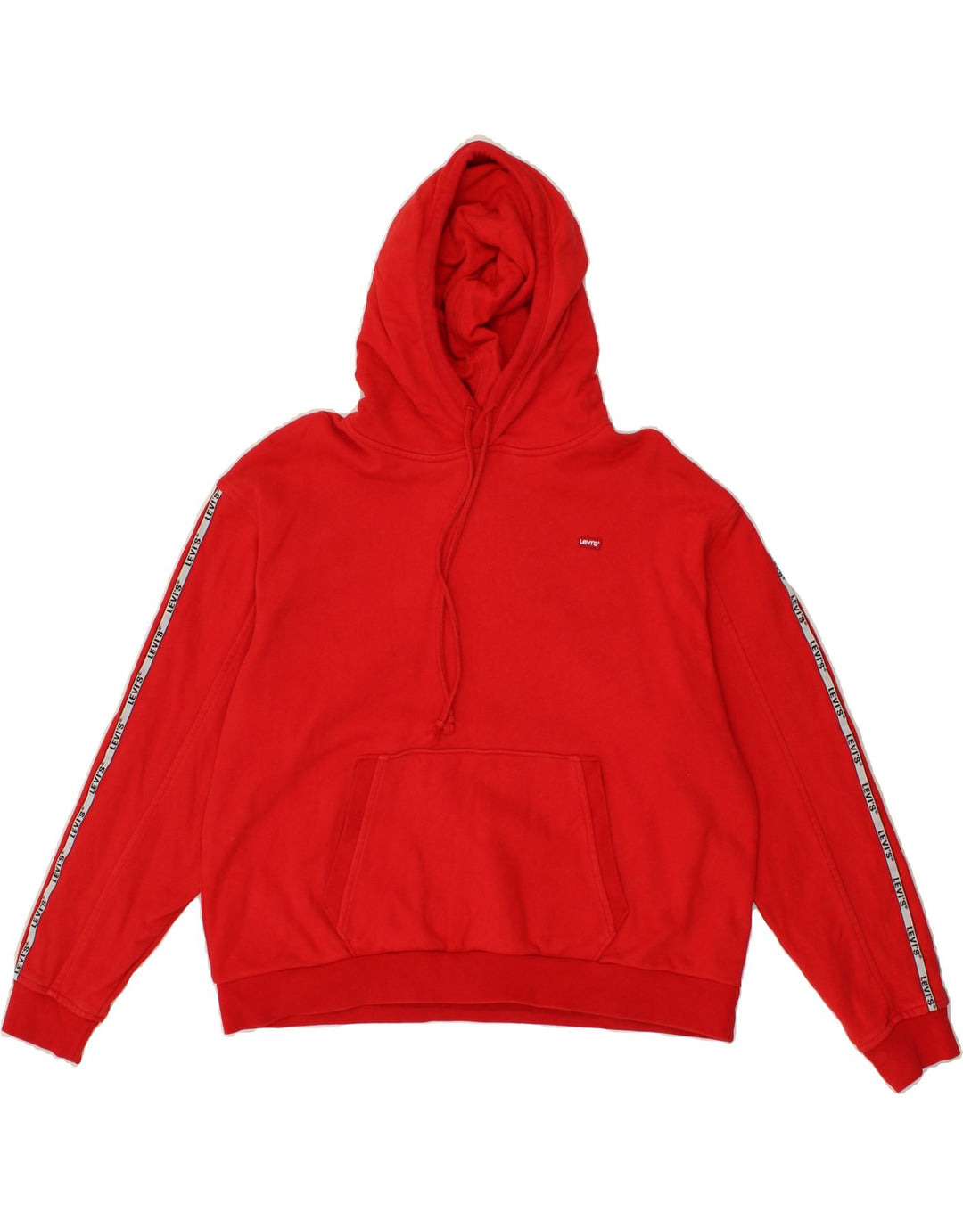 LEVI'S Womens Oversized Graphic Hoodie Jumper UK 14 Medium Red Cotton Vintage Levi's and Second-Hand Levi's from Messina Hembry 