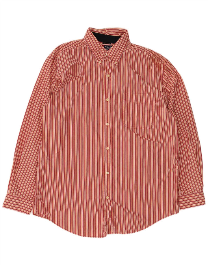 Chaps Chemise Regular Fit Homme Large Rouge Rayé Coton