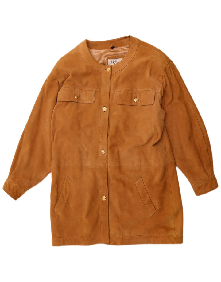 YORN Manteau surdimensionné en daim pour femme EU 40 Cuir beige moyen