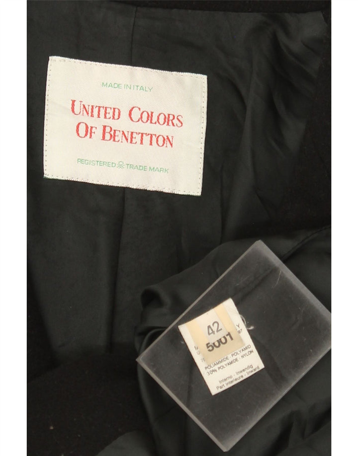 Benetton Veste Blazer 3 Boutons Femme IT 42 Laine Noir Moyen
