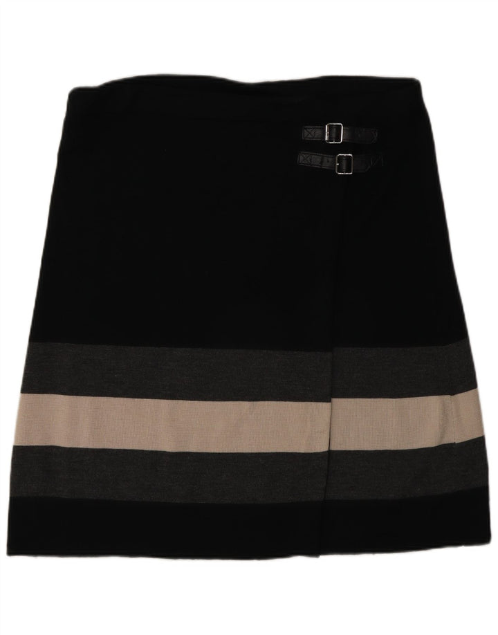 Phase Eight Jupe portefeuille en tricot pour femme W34 Grande laine rayée noire