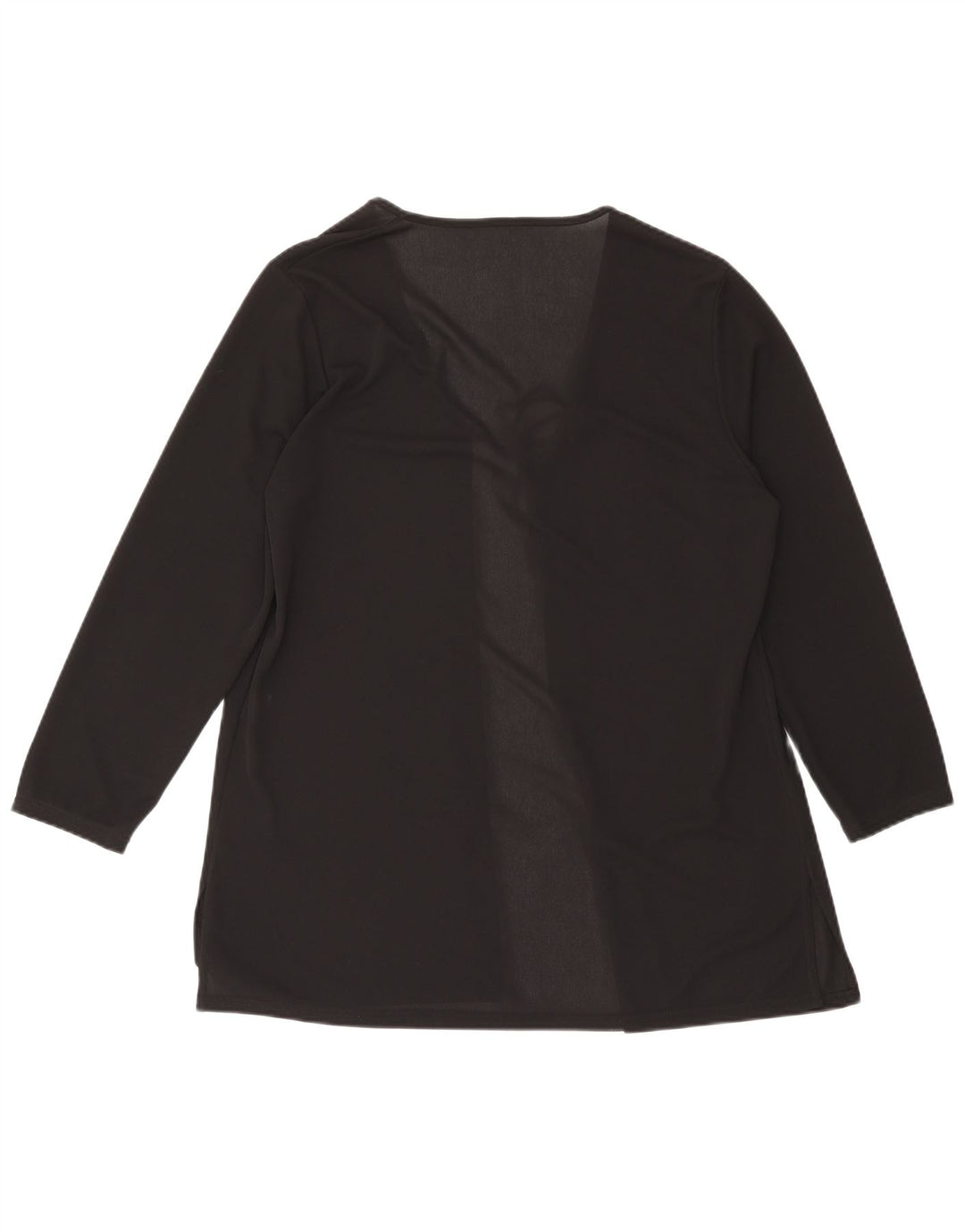 vintage Femmes Manches Longues Cardigan Top UK 16 Grand Polyester Noir