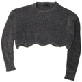Zara Pull court surdimensionné à col rond pour femme UK 10 Petit Gris