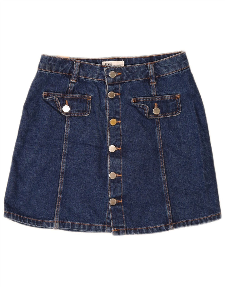 Zara Femme Mini Jupe En Jean Petit W26 Bleu Coton