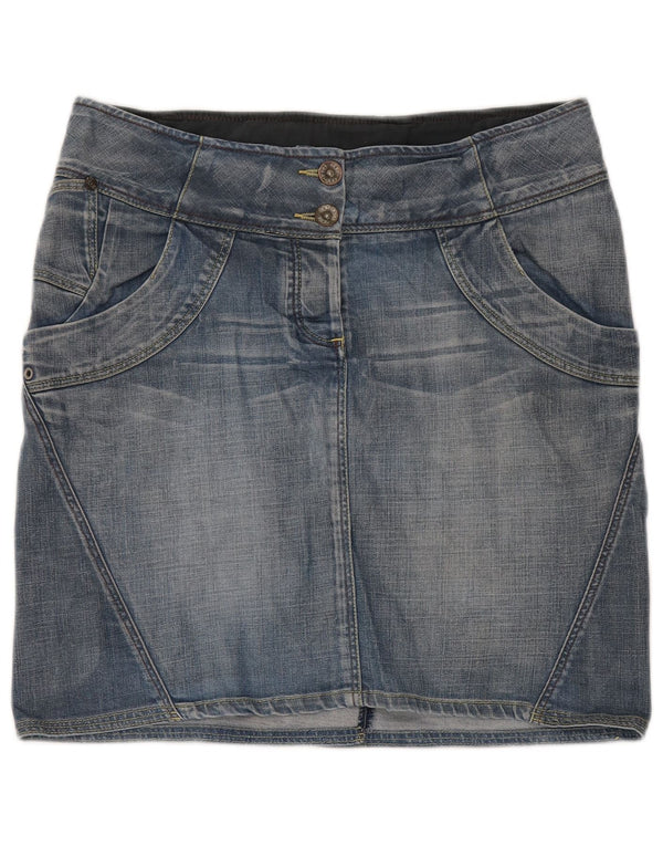 Fat Face Jupe en jean pour femme UK 12 Medium W32 Bleu Coton