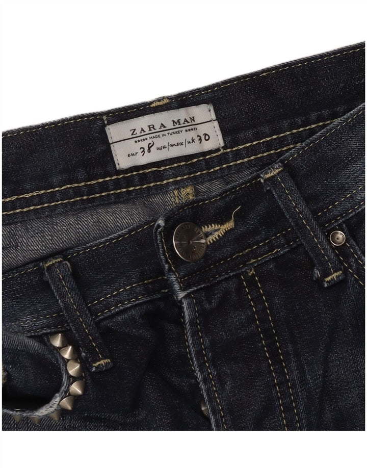 ZARA Jean slim vieilli pour homme EU 38 Small W30 L33 Bleu marine