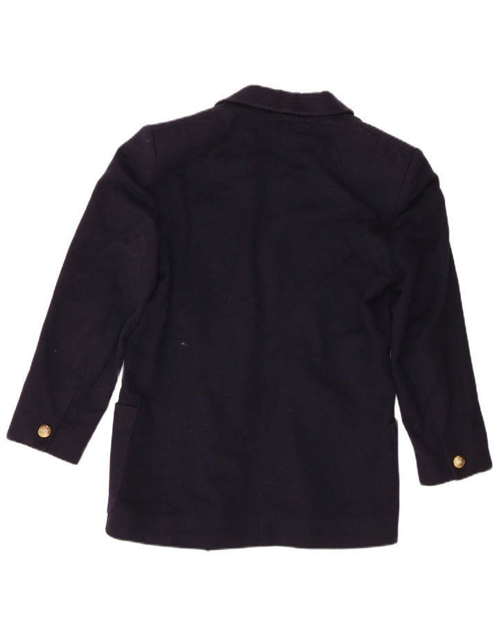 Jaeger Veste blazer à double boutonnage pour femme UK 6 XS Bleu marine Laine vierge