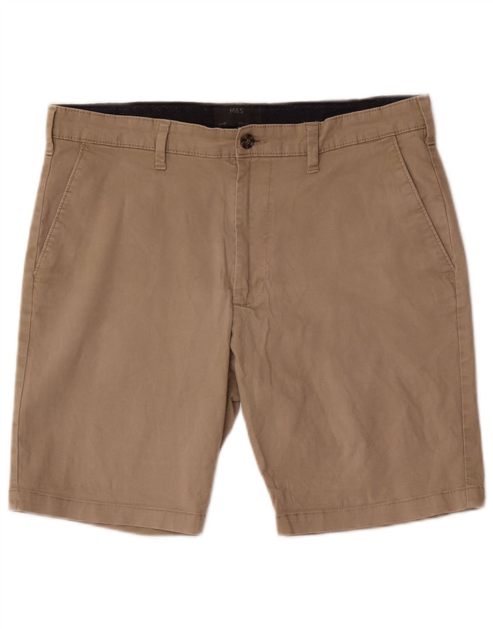 Marks & Spencer Short Chino Homme W34 Large Marron Coton