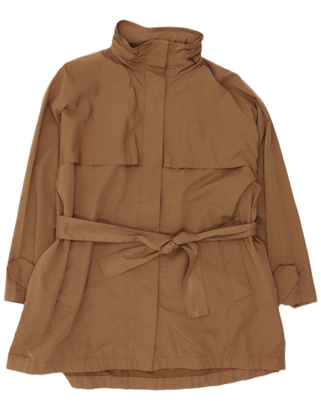 Zara Veste de pluie à capuche coupe régulière pour femme XL Marron