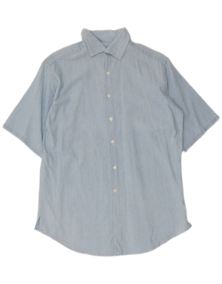 Ralph Lauren Chemise surdimensionnée à manches courtes pour femme US 4 Petit coton bleu