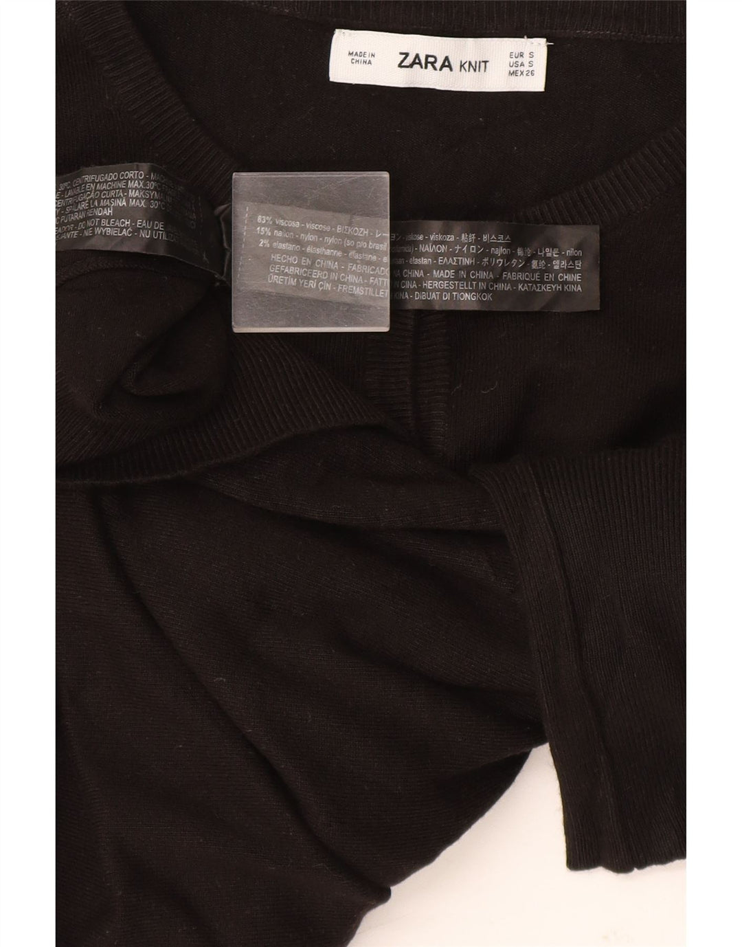 Zara Cardigan Femme Pull UK 10 Petit Viscose Noir