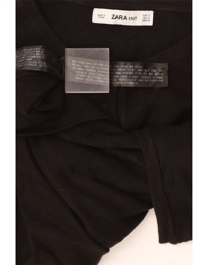 Zara Cardigan Femme Pull UK 10 Petit Viscose Noir