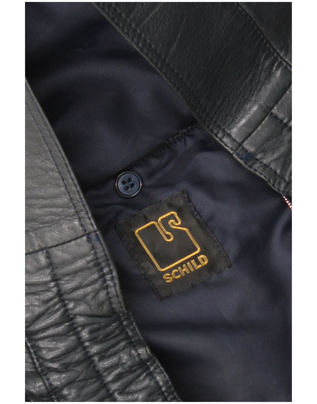 veste en cuir homme vintage UK 42 XL Cuir bleu marine