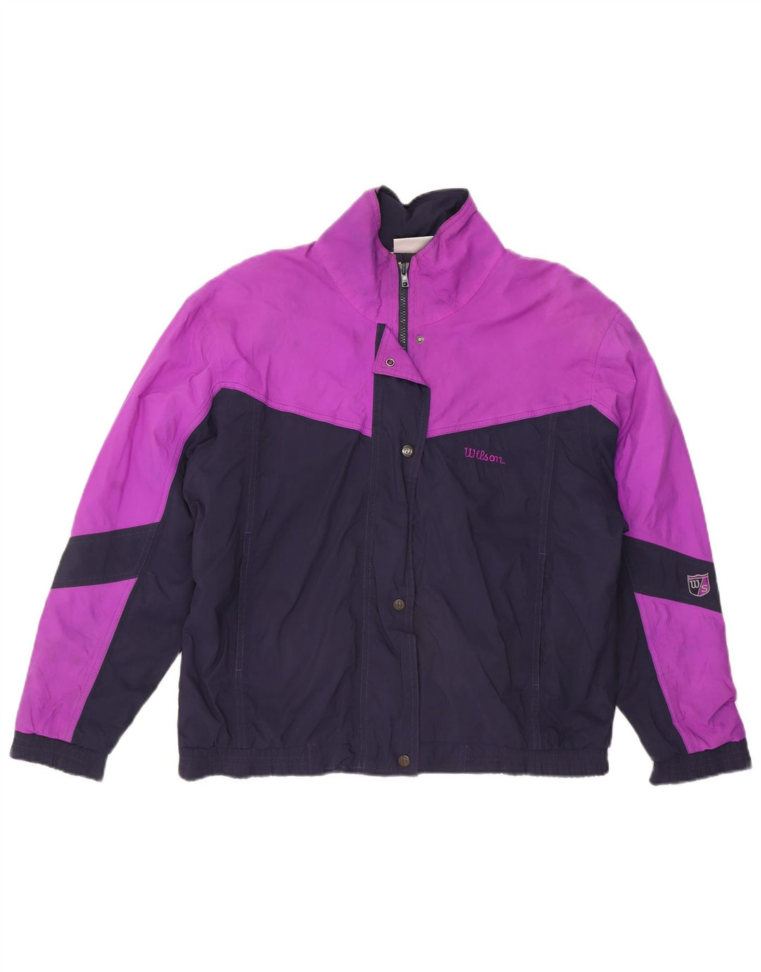 WILSON Womens Oversized Windbreaker Jacket UK 14 Medium Purple Colourblock