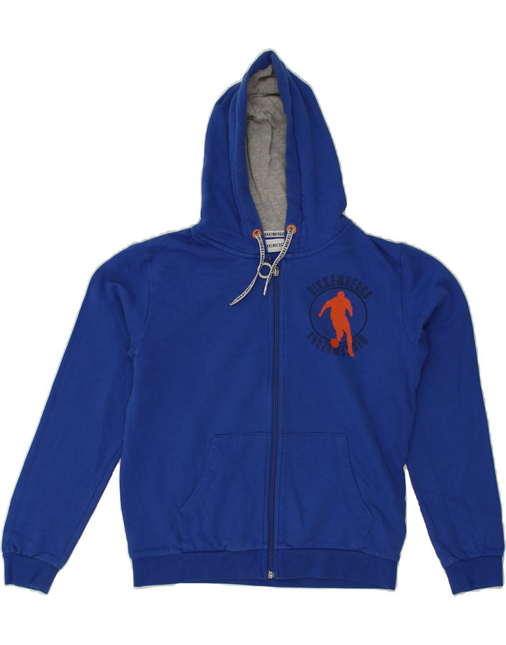BIKKEMBERGS Boys Graphic Zip Hoodie Sweater 11-12 Years Navy Blue Cotton | Vintage Bikkembergs | Thrift | Second-Hand Bikkembergs | Used Clothing | Messina Hembry 