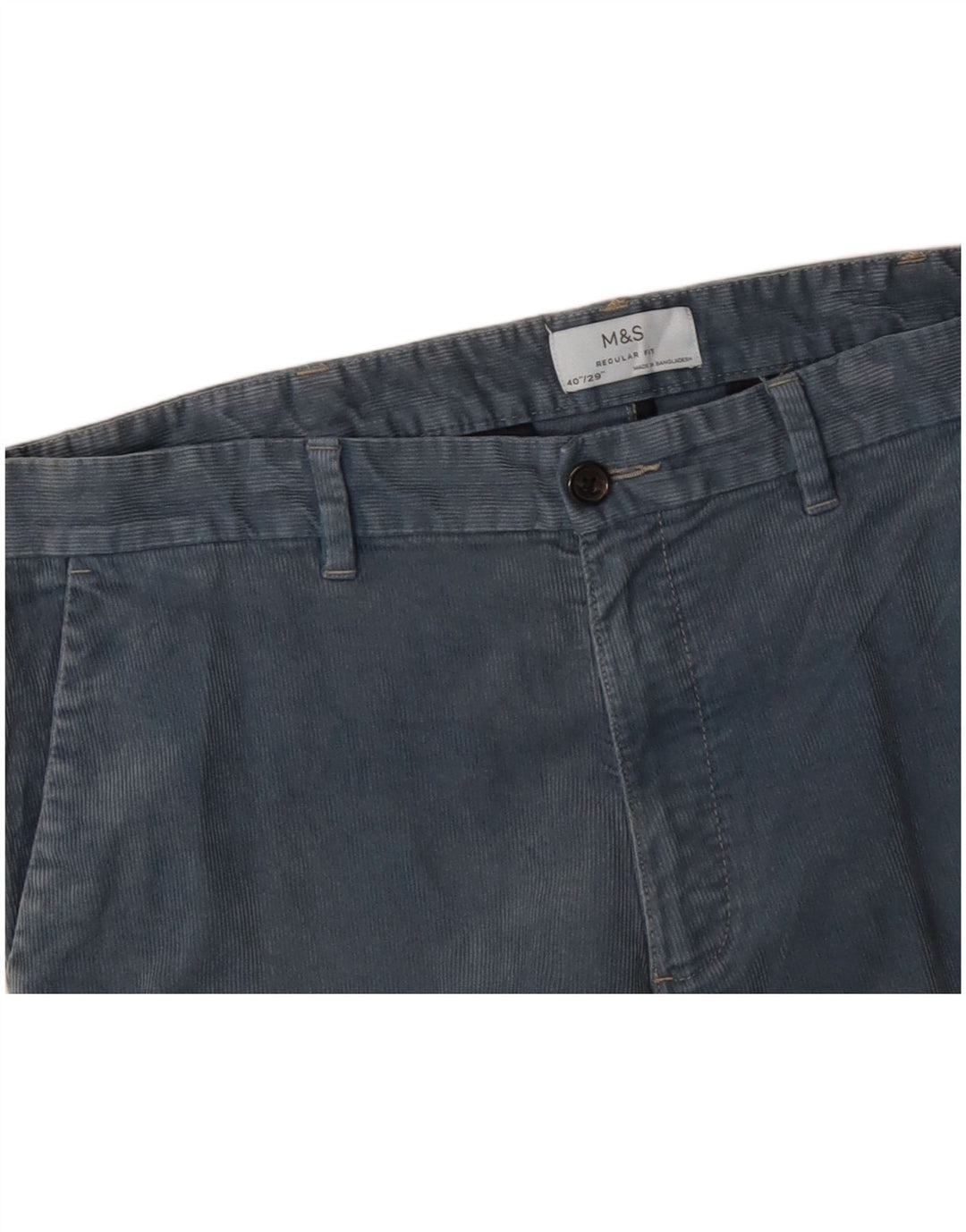 MARKS & SPENCER Pantalon droit en velours côtelé pour homme W40 L29 Bleu