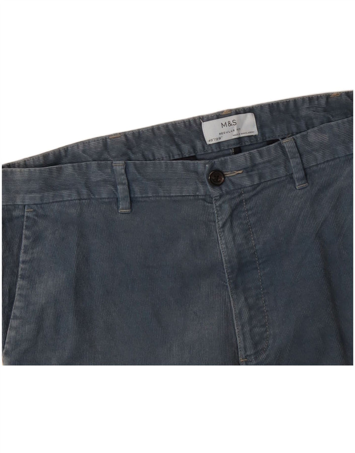 MARKS & SPENCER Pantalon droit en velours côtelé pour homme W40 L29 Bleu