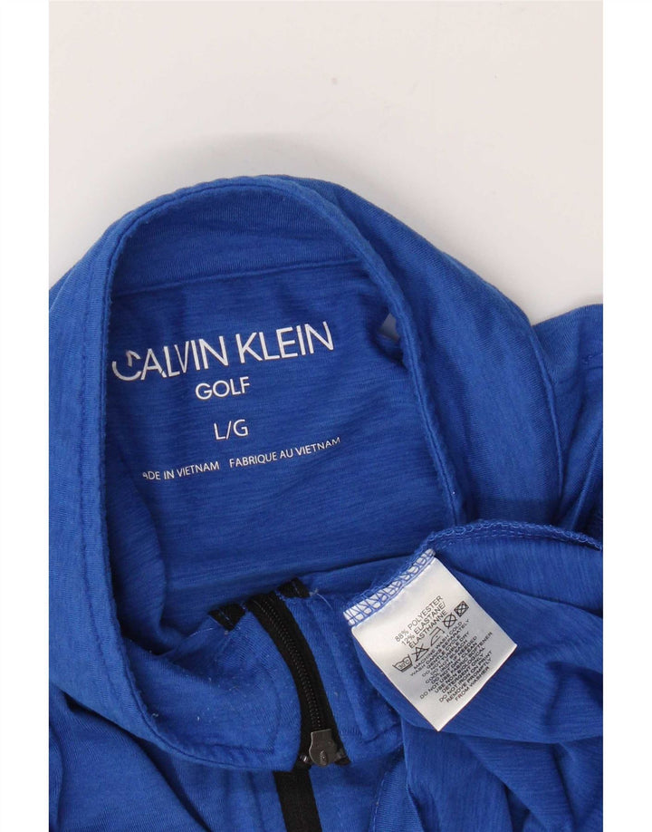 Calvin Klein Haut de survêtement à col zippé pour hommes, grand bleu, polyester