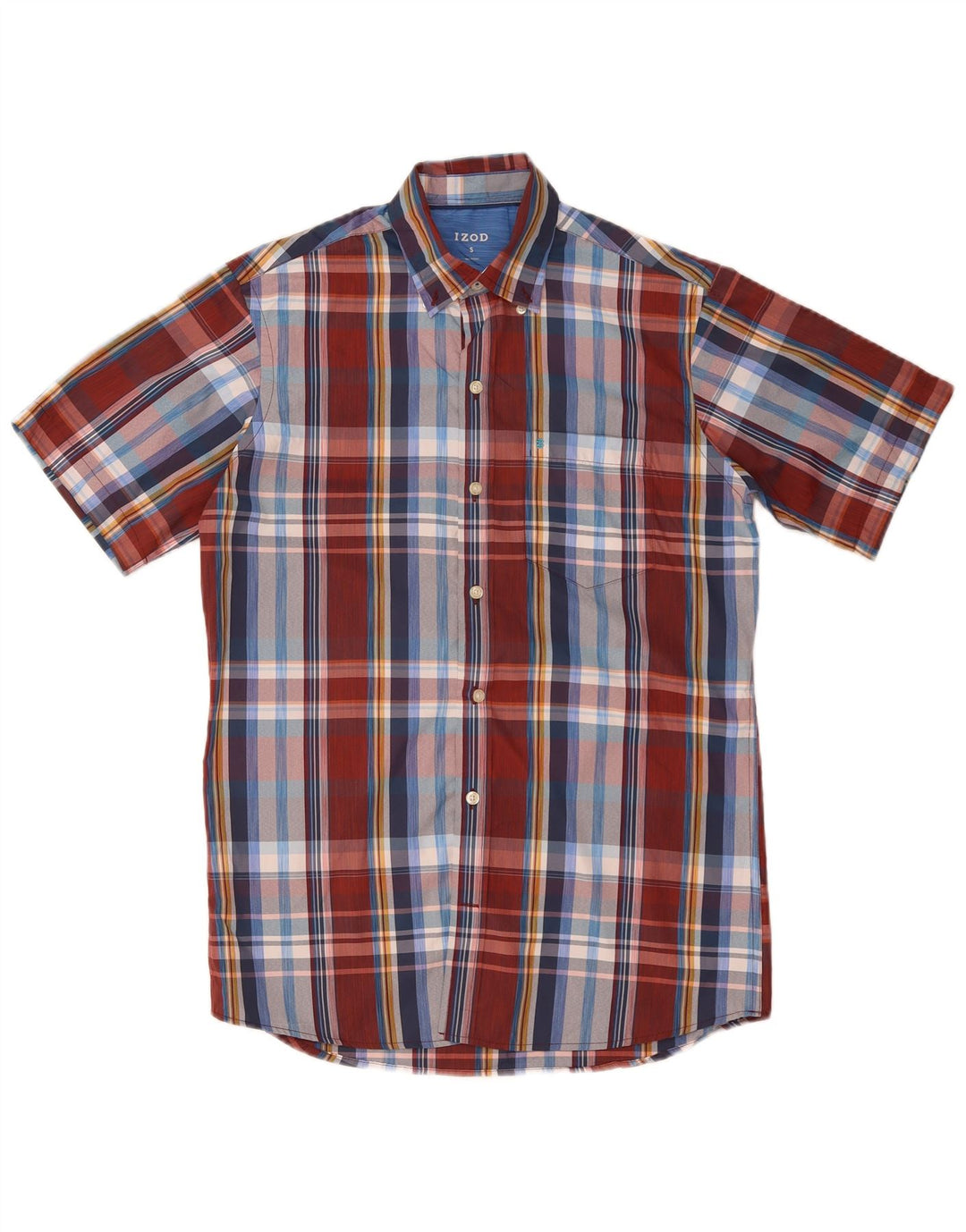 Izod Chemise à Manches Courtes Homme Petit Carreau Multicolore Polyester