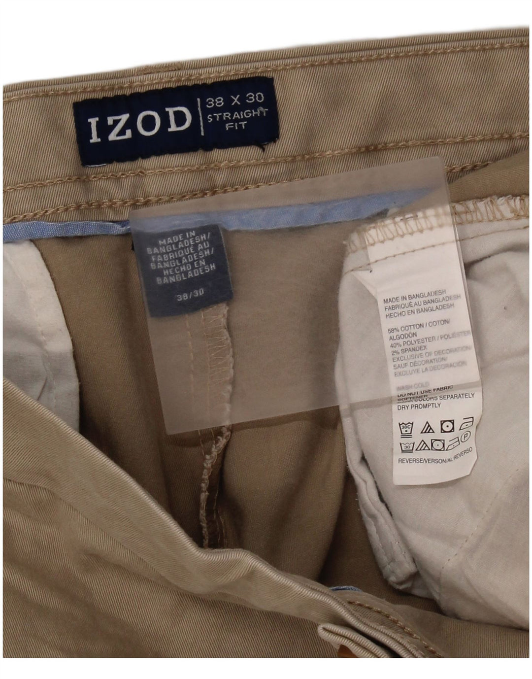 IZOD Pantalon Chino Droit Homme W38 L30 Beige Coton