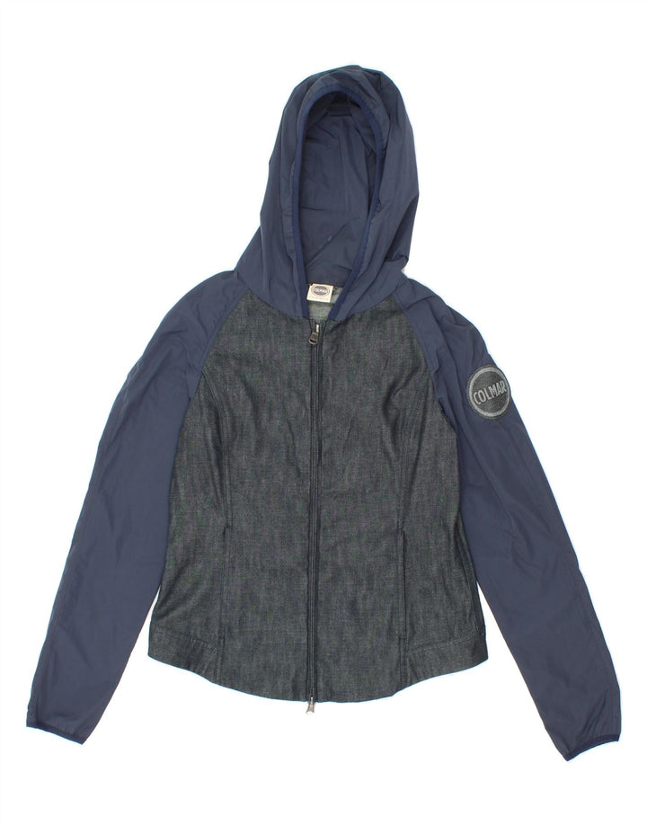 COLMAR Womens Zip Hoodie Sweater IT 42 Medium Grey Colourblock Cotton Vintage Colmar and Second-Hand Colmar from Messina Hembry 