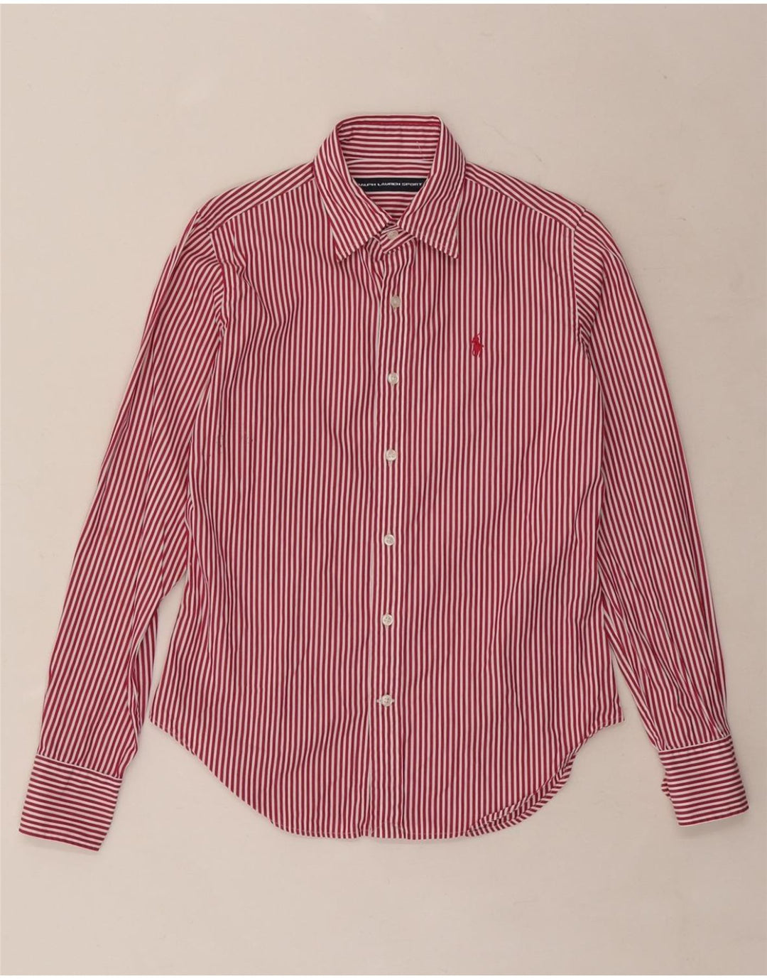 RALPH LAUREN Chemise Femme US 4 Petit Coton Rayé Rouge