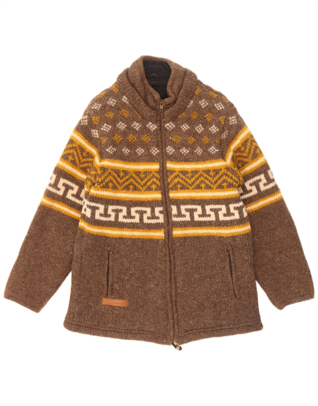 Sternstunde Veste coupe-vent en tricot pour femme UK 14 Marron moyen géométrique