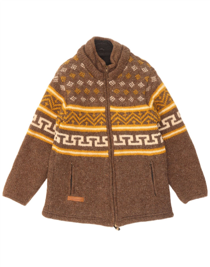 Sternstunde Veste coupe-vent en tricot pour femme UK 14 Marron moyen géométrique