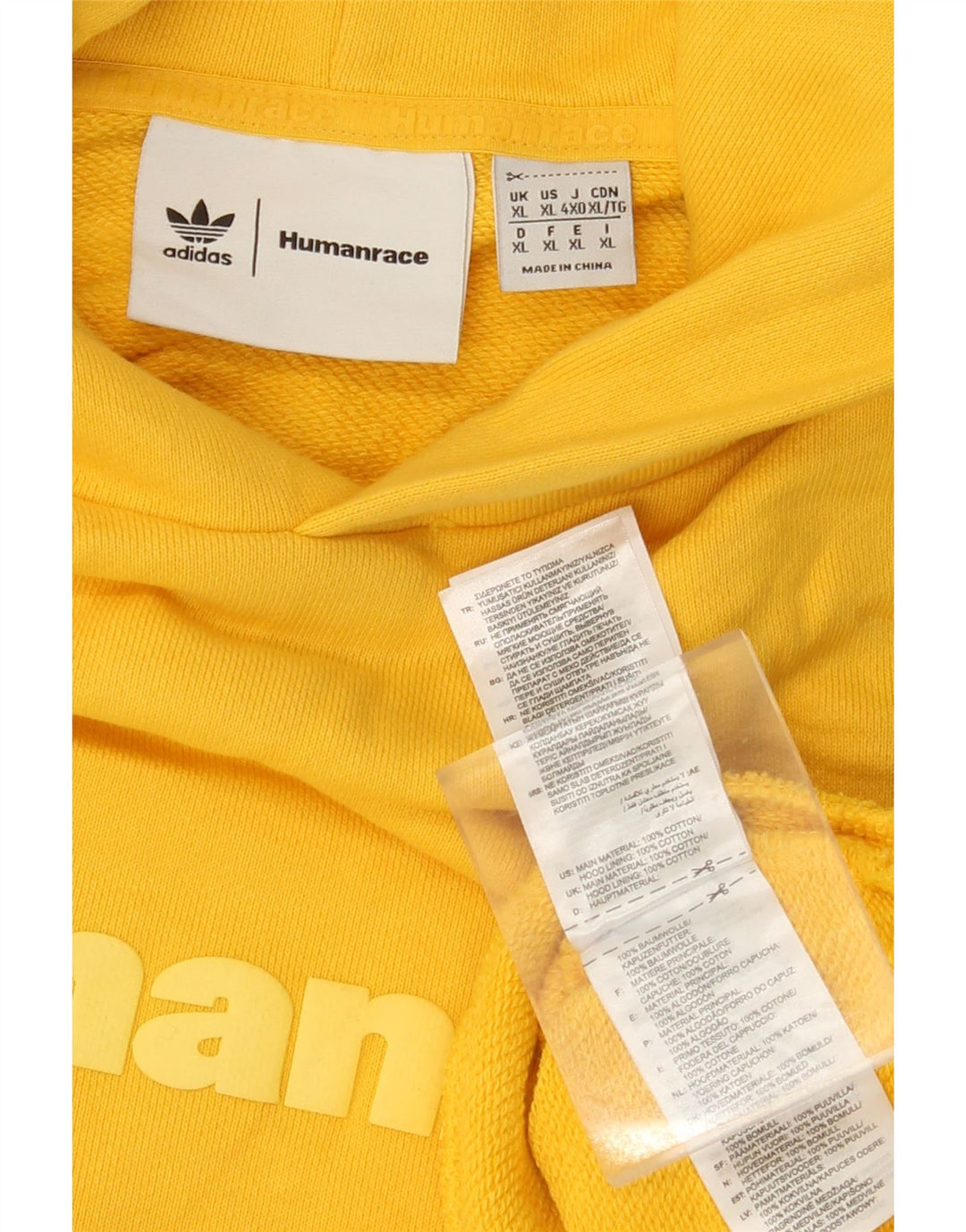 ADIDAS Pull à capuche Humanrace Graphic XL Homme Jaune Coton