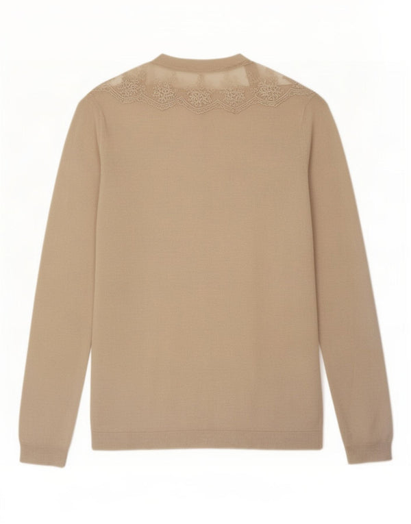 Zara Cardigan Femme Pull UK 10 Petite Rayonne Florale Beige