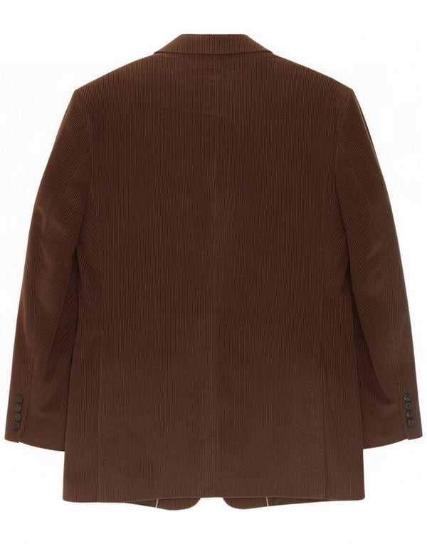 Haggar Veste blazer longue en velours côtelé à 3 boutons pour homme UK 42 XL en coton marron