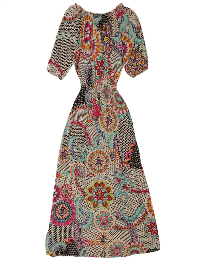 Desigual Robe longue à manches 3/4 pour femme EU 40 Medium Multicolore Floral