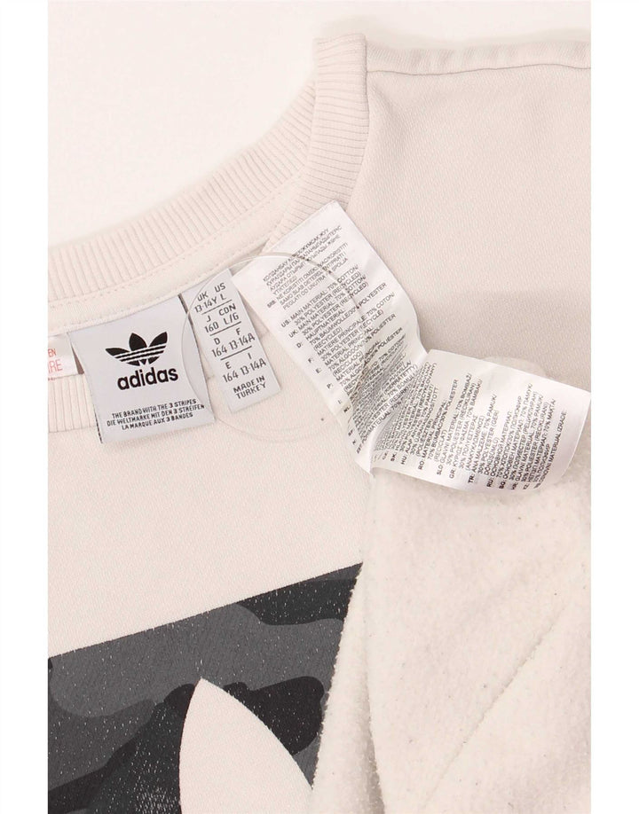 Adidas Sweat-Shirt Graphique Garçon 13-14 Ans Blanc Coton