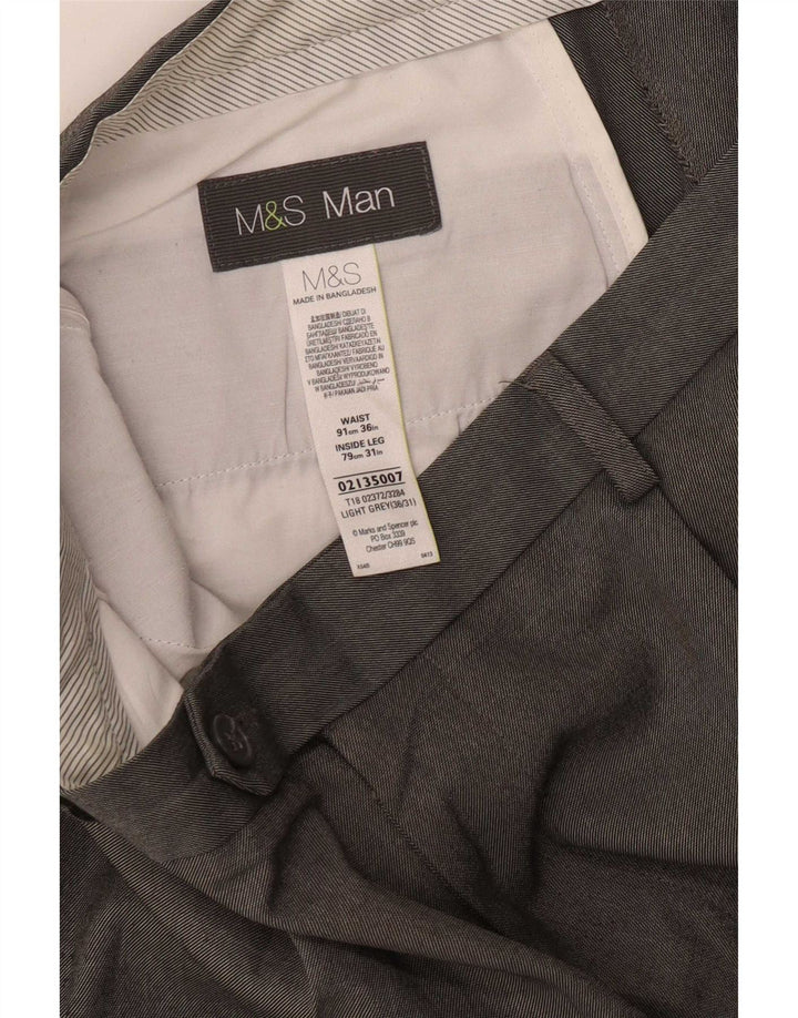 Marks & Spencer Pantalon de costume pour homme W36 L31 Gris Polyester