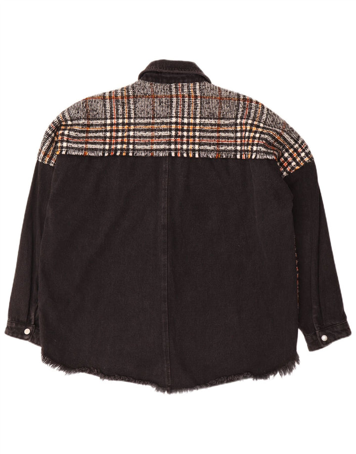 Zara Veste en jean surdimensionnée pour femme UK 10 Petit carreaux noirs en polyester