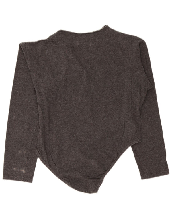 vintage Womens Body UK 12 Coton Gris Moyen