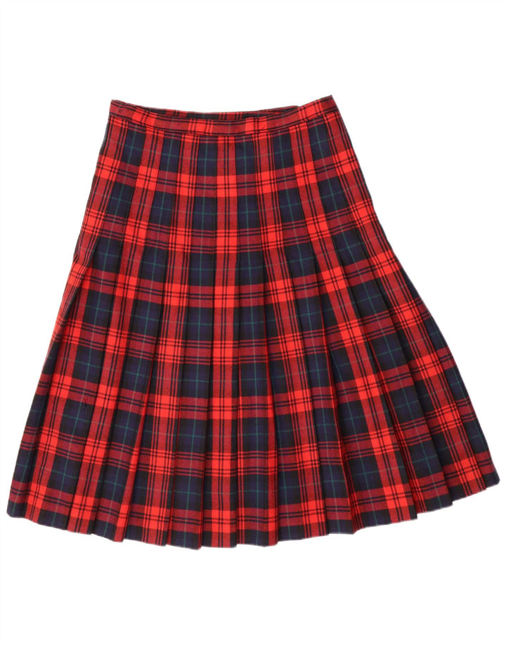 vintage Womens Knife Jupe plissée IT 42 Medium W28 Red Check Virgin Wool
