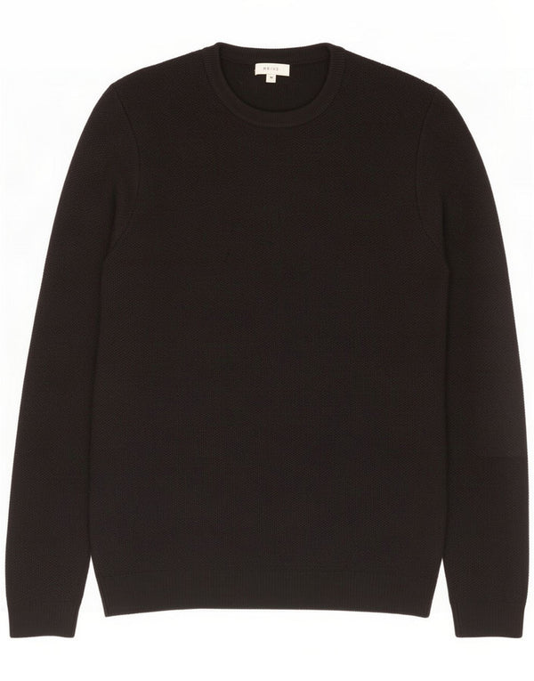 Reiss Mens Crew Neck Jumper Sweater Medium Black Wool