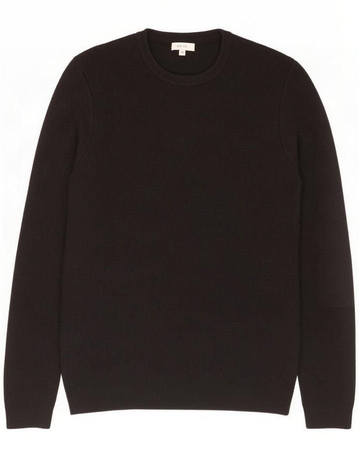 Reiss Pull à col rond pour homme en laine noire moyenne