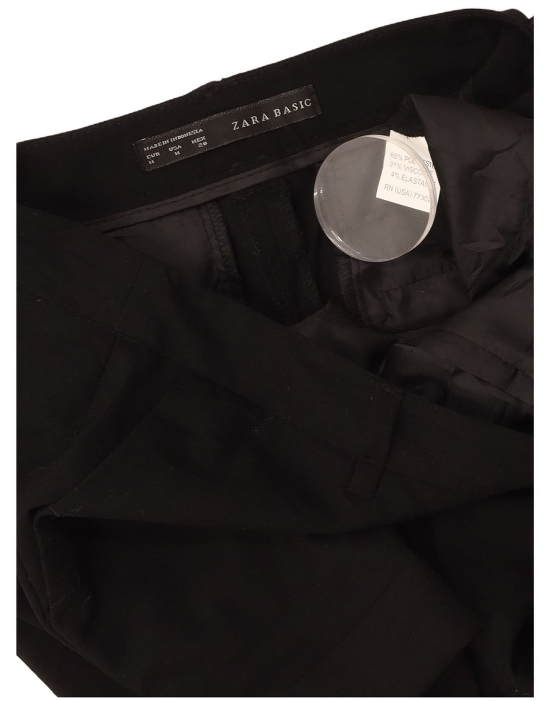 ZARA Short Chino Femme Moyen W28 Noir Polyester