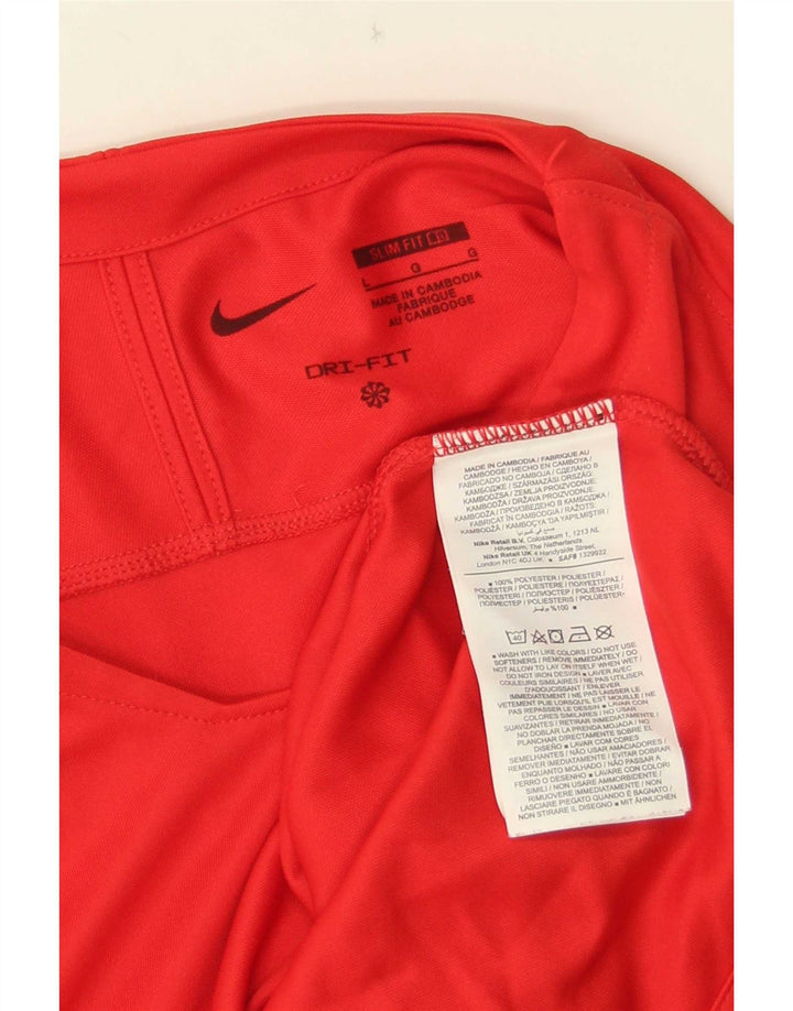Nike Dri Fit Slim Fit Graphic Haut à manches longues pour homme Rouge Polyester