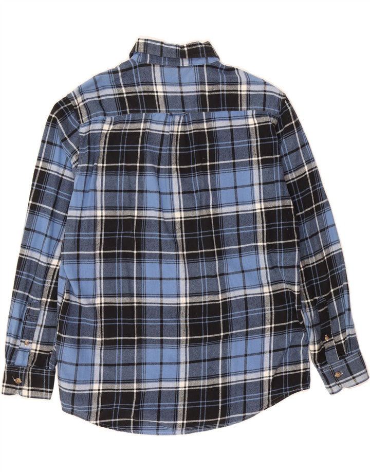 CHAPS Mens Flannel Shirt Medium Blue Check Cotton Vintage Chaps and Second-Hand Chaps from Messina Hembry 