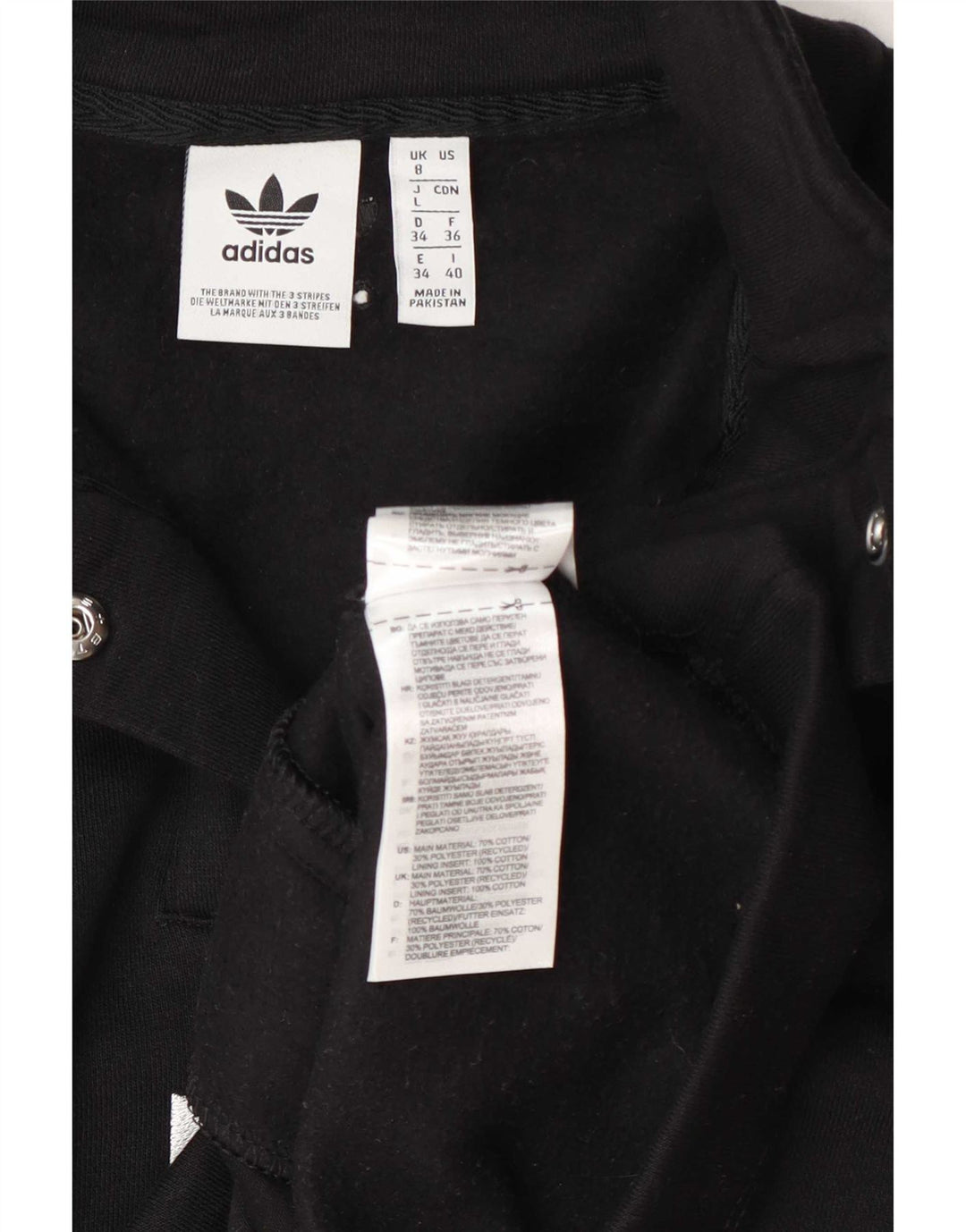 Adidas Sweat-shirt court surdimensionné à col boutonné pour femme UK 8 Petit Noir